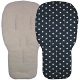 Seat Liner to fit Bugaboo Pushchairs Black  Star / Lambs Fleece